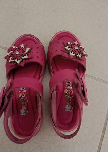 Çiçekli Pembe Kız Çocuk Sandalet - Görsel 3
