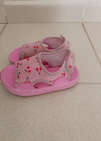 Kız Çocuk Pembe Kiraz Desenli Cırt Cırtlı Sandalet - Görsel 2