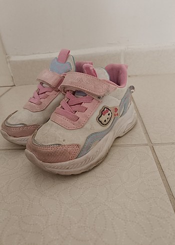 Kız Çocuk Pembe Bağcıklı Cırtlı Spor Ayakkabı - Görsel 2