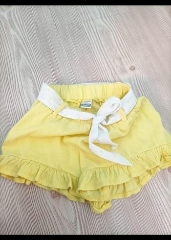 Kız Çocuk Sarı Fırfırlı Keten Şort - Görsel 4