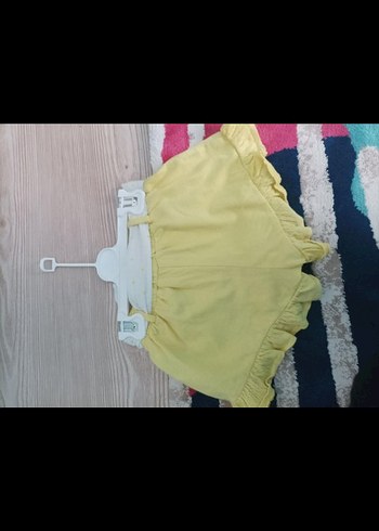 Kız Çocuk Sarı Fırfırlı Keten Şort - Görsel 3