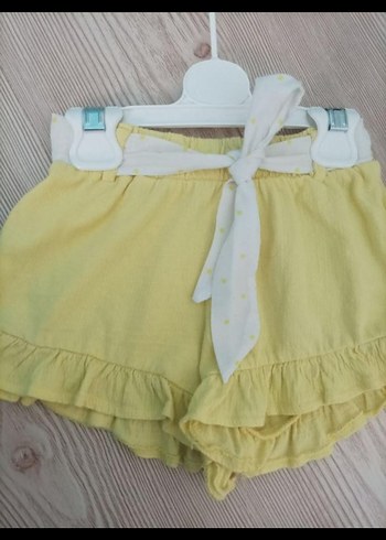 Kız Çocuk Sarı Fırfırlı Keten Şort - Görsel 2