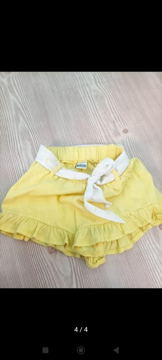 Kız Çocuk Sarı Fırfırlı Keten Şort - Görsel 4