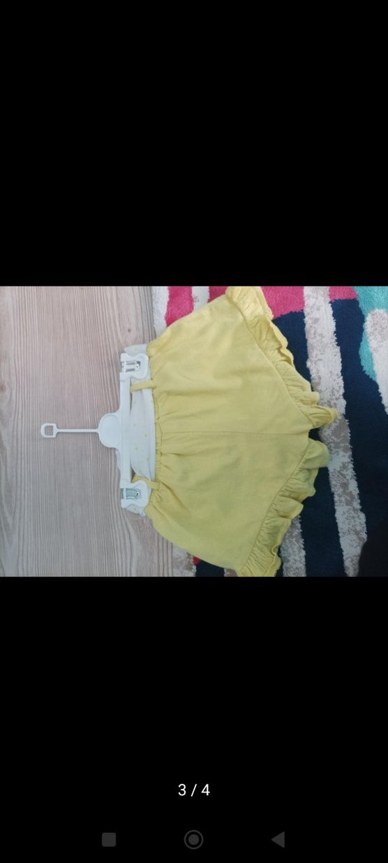 Kız Çocuk Sarı Fırfırlı Keten Şort - Görsel 3