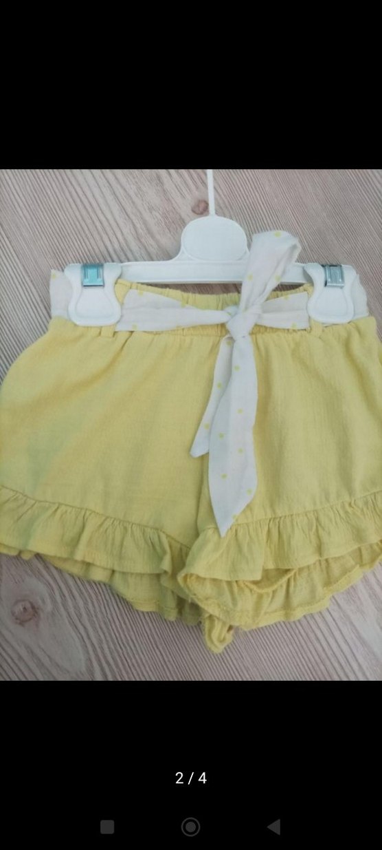 Kız Çocuk Sarı Fırfırlı Keten Şort - Görsel 2