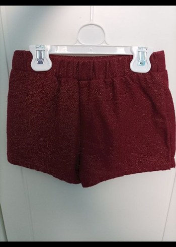 Bordo Süet Kemerli Kız Şortu - Görsel 4