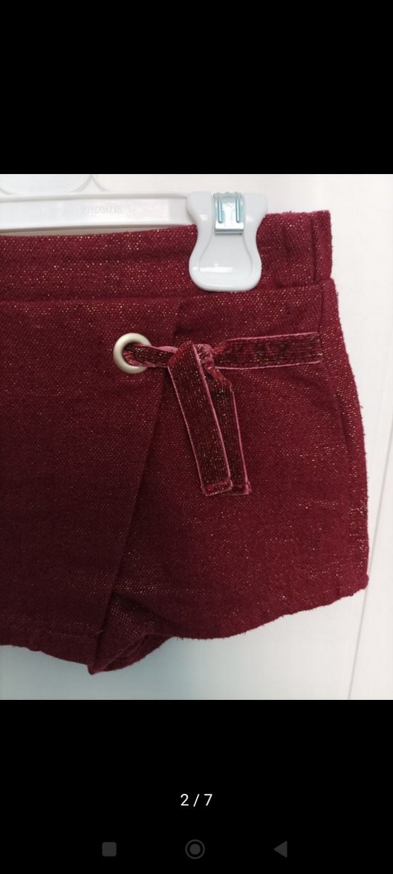 Bordo Süet Kemerli Kız Şortu - Görsel 2