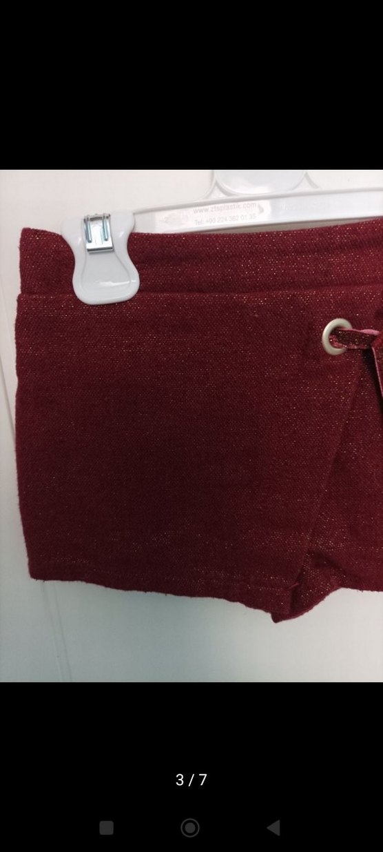 Bordo Süet Kemerli Kız Şortu - Görsel 3