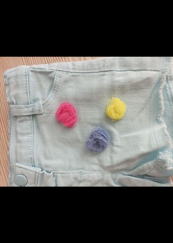 Kız Çocuk Renkli Düğmeli Denim Şort - Görsel 3