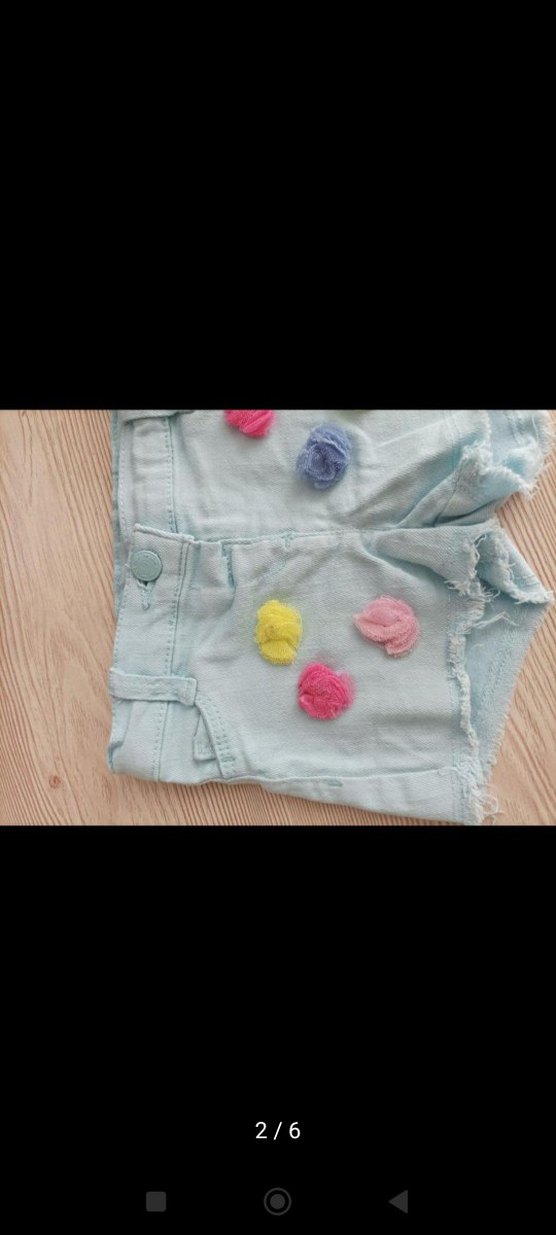 Kız Çocuk Renkli Düğmeli Denim Şort - Görsel 2