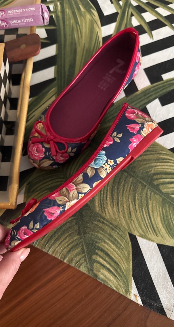 Çiçek Desenli Bohem Kız Babet Ayakkabı - Görsel 2