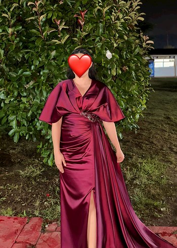 Bordo Uzun Abiye Elbise - Görsel 2