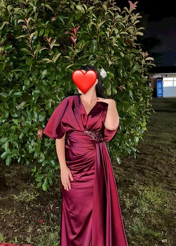 Bordo Uzun Abiye Elbise - Görsel 4