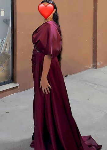 Bordo Uzun Abiye Elbise - Görsel 5