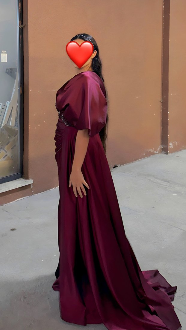 Bordo Uzun Abiye Elbise - Görsel 5