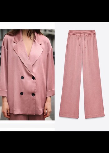 Zara Pudra Pembe İki Parcali Rahat Takim Ust M Alt L