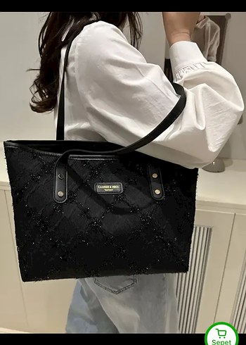 Sheinside Dantel İşlemeli Siyah Gotik Kadın Çanta