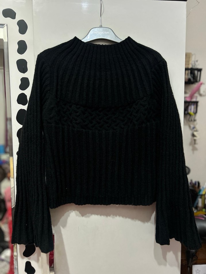 Siyah Örgü Kadın Kazak bir kere giyildi - Görsel 3