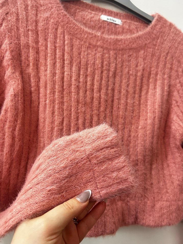 Pembe Fitilli Triko Kadın Kazak - Görsel 2