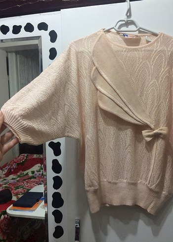 Bej Örgü Kadın Bluz - Görsel 2