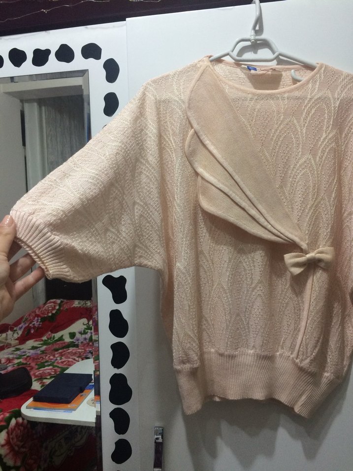 Bej Örgü Kadın Bluz - Görsel 2