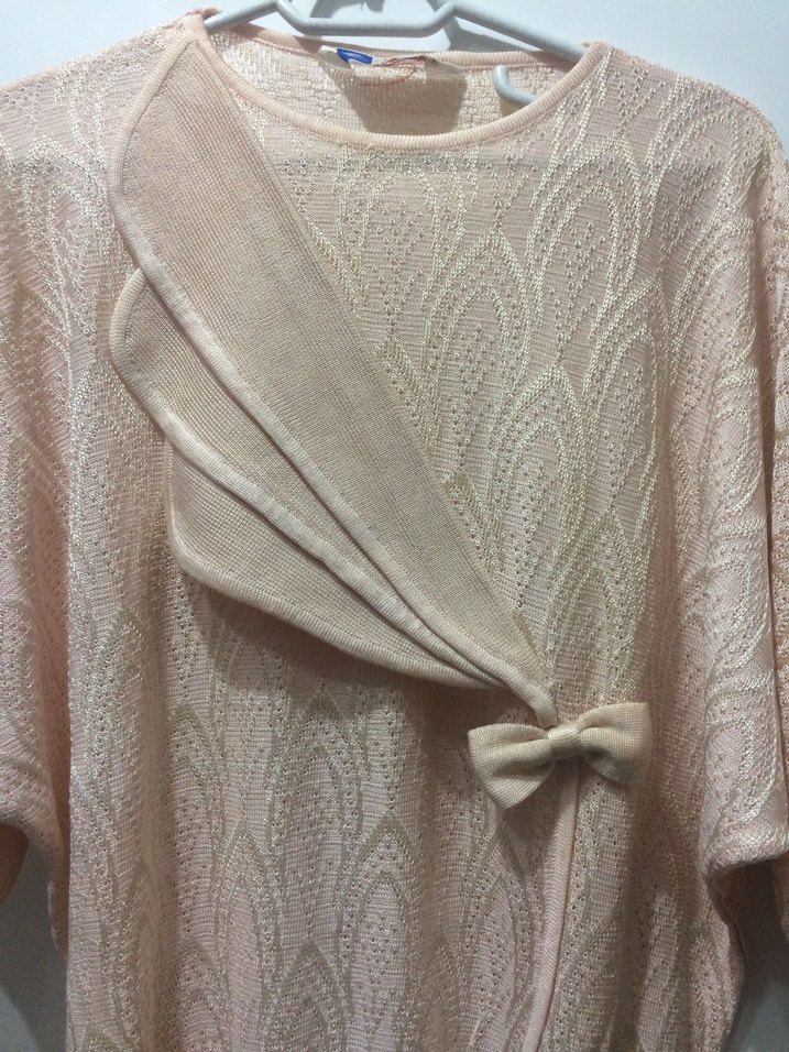 Bej Örgü Kadın Bluz - Görsel 3