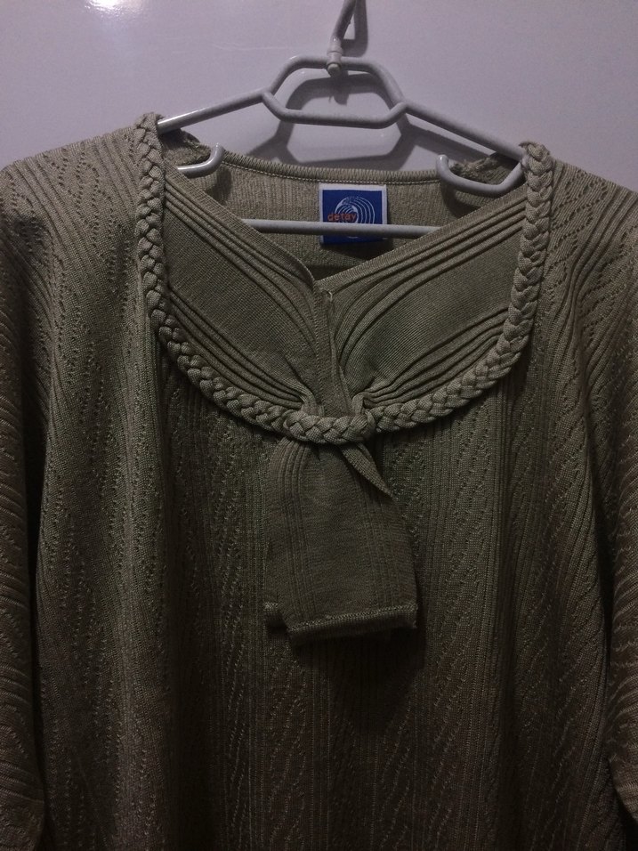 Bej Örgü Kadın Triko Kazak - Görsel 2