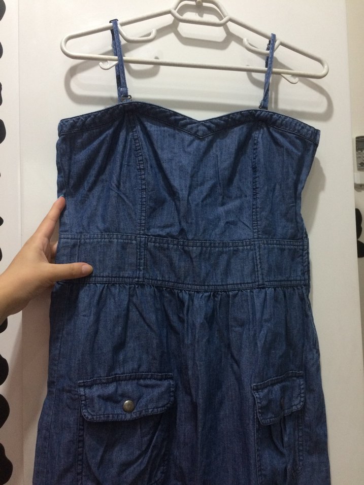 Kadın Lacivert Kot Midi Elbise - Görsel 2