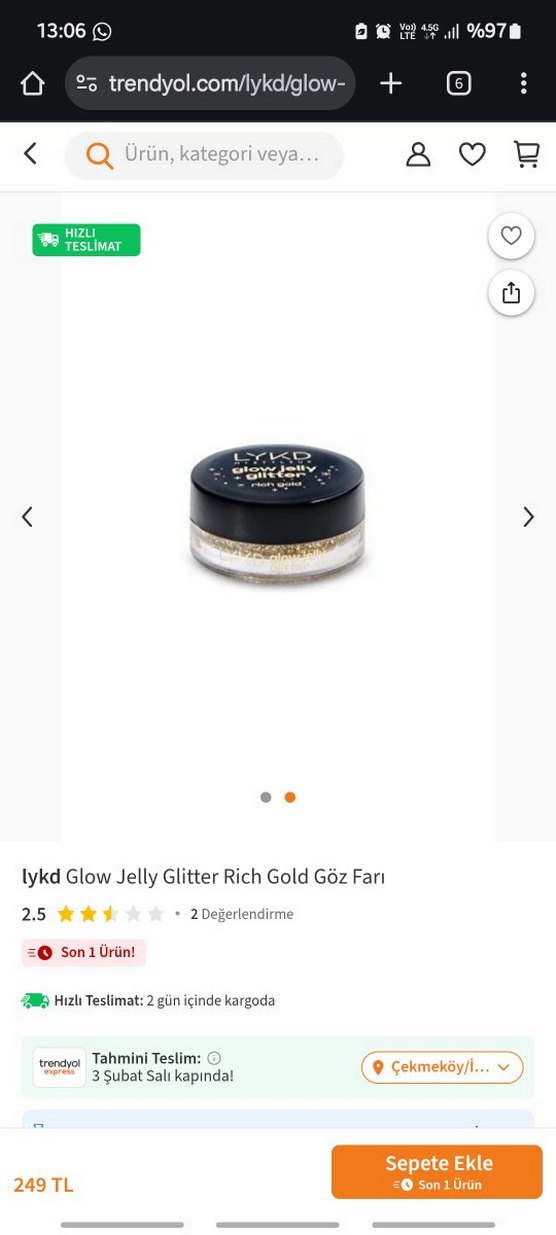 LYKD Glow Jelly Glitter - Zengin Altın Rengi - Görsel 4