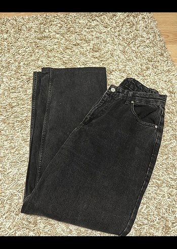 l Beden Siyah wide leg jean