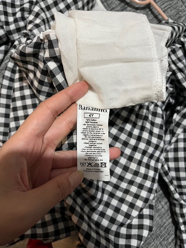 Kareli Siyah Kız Çocuk Elbise - Görsel 5