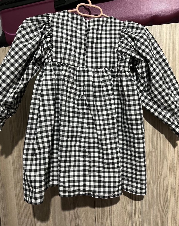 Kareli Siyah Kız Çocuk Elbise - Görsel 4