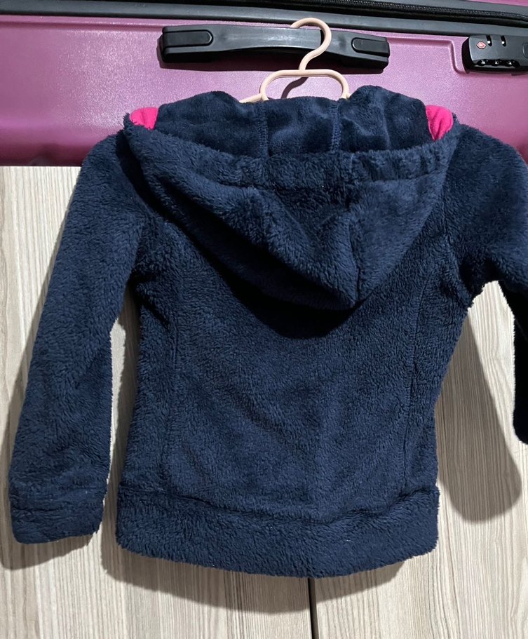 Kız Çocuk Kapüşonlu Fermuarlı Polar Ceket - Görsel 3