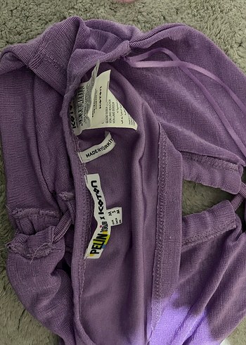 Mor Halter Yaka Kadın Crop Top - Görsel 3