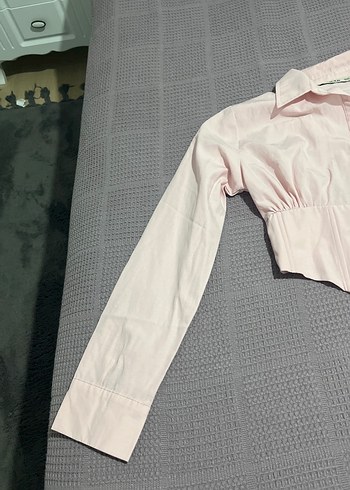 s Beden Düğmeli, Uzun Kollu Pembe Keten Gömlek
