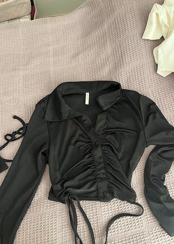 Düğmeli Siyah Goth Kadın Bluz