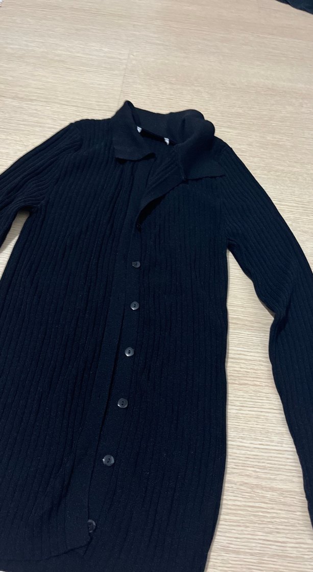 Düğmeli Siyah Boğazlı Triko Kadın Kazak - Görsel 3