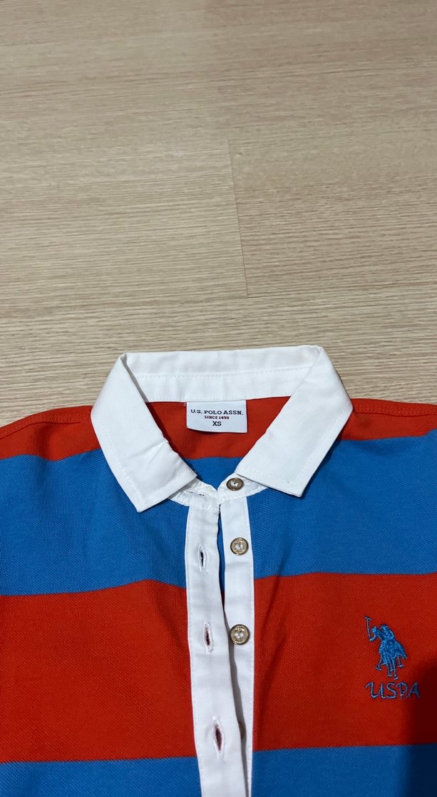 Kızlar için renkli çizgili polo tişört - Görsel 2