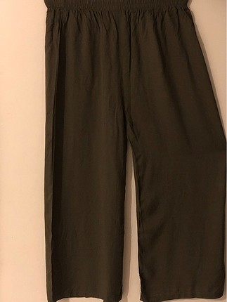 KUMAŞ BOL PAÇA BELİ LASTİKLİ PANTALON HAKİ YEŞİLİ HİÇ GİYİLMEDİ