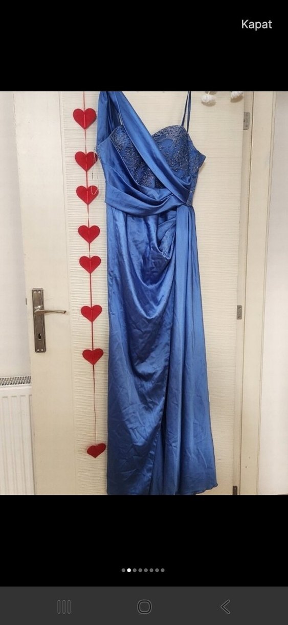 Mavi saten Elbise, MÜKEMMELNSATEN ZERAFETİ - Görsel 3