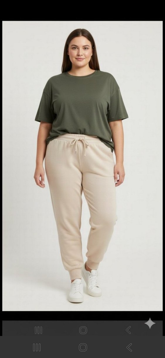 Bej Krem rengi Pamuklu Rahat Kesim Kadın Eşofman Altı ORİJİNAL - Görsel 4