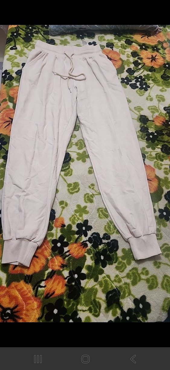 Bej Krem rengi Pamuklu Rahat Kesim Kadın Eşofman Altı ORİJİNAL - Görsel 2