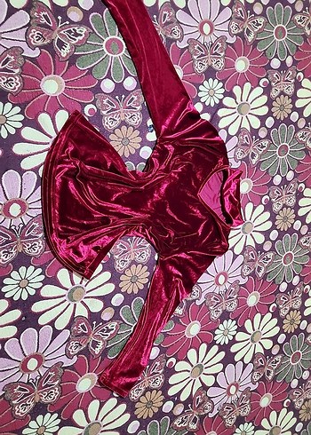 Bordo Kadın Kadife Uzun Kollu Bluz - Görsel 5