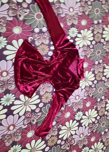 Bordo Kadın Kadife Uzun Kollu Bluz - Görsel 6