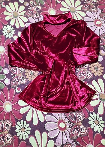 Bordo Kadın Kadife Uzun Kollu Bluz - Görsel 9