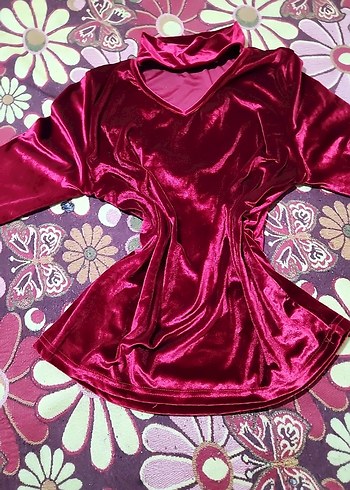 Bordo Kadın Kadife Uzun Kollu Bluz - Görsel 8