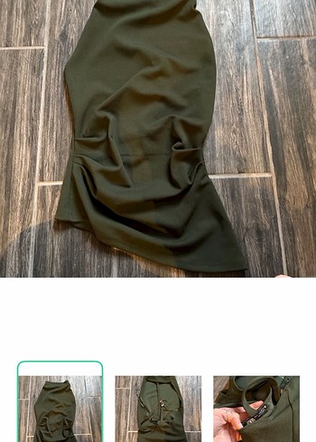Zara Haki Yesil Duz Kesim Midi Elbise