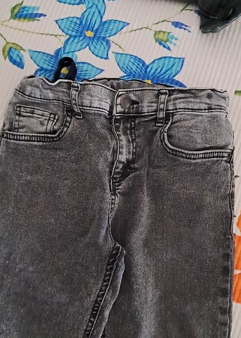 Gri Erkek Çocuk beli lastikli düğmeli pantolon - Görsel 4