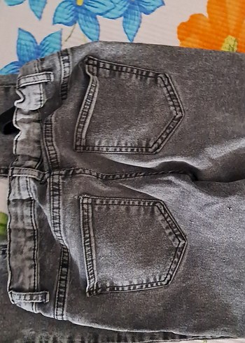 Gri Erkek Çocuk beli lastikli düğmeli pantolon - Görsel 5