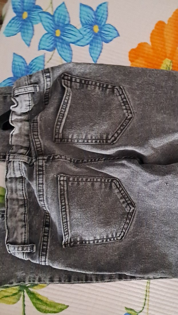 Gri Erkek Çocuk beli lastikli düğmeli pantolon - Görsel 5